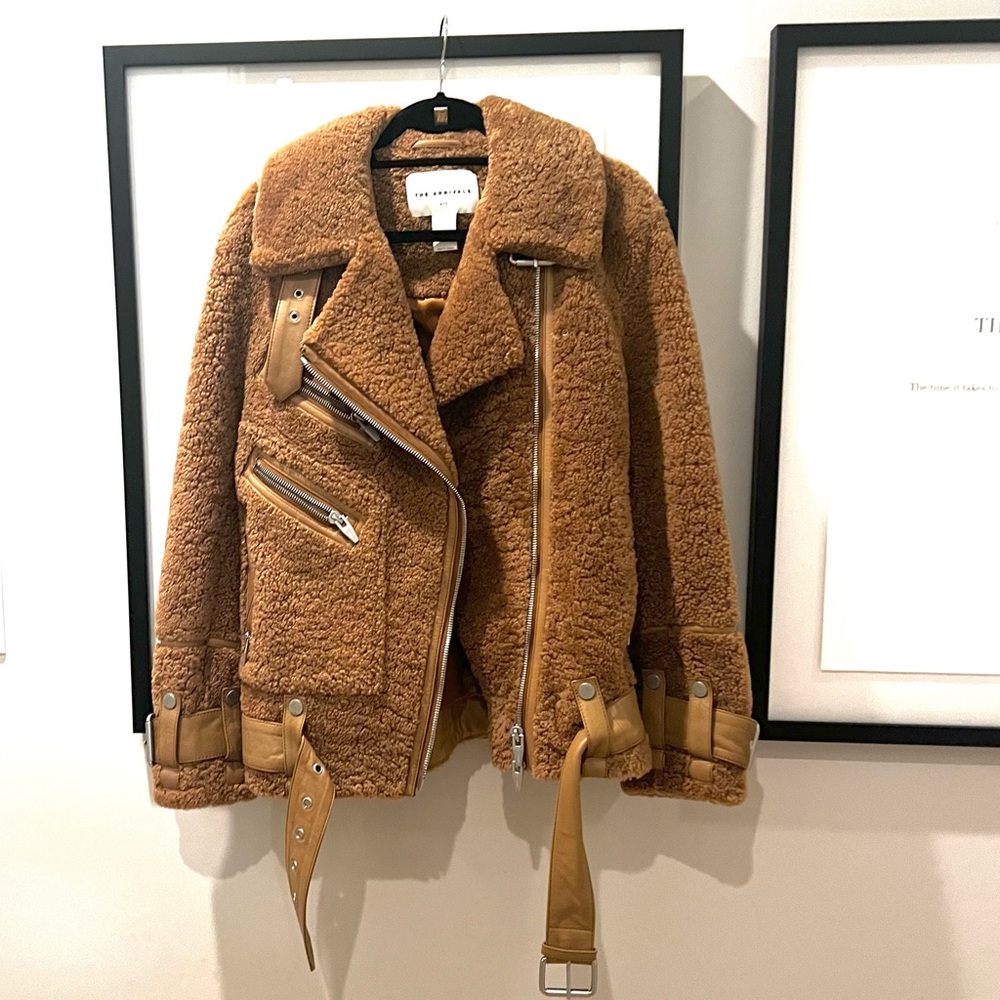 The Arrivals 100% shearling camel motorcycle coat XS